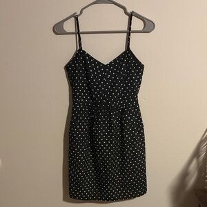 J. Crew Black Polka Dot Spaghetti Strap Mini Dress with Pockets